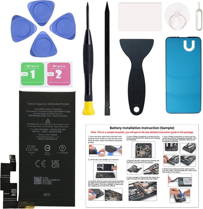 MAXSHARKS New Upgraded Battery for Pixel 6 Pro, G63QN Replacement Battery Compatible with Pixel 6 Pro GLUOG, G8VOU, GF5KQ, with Repair Tools & Instruction - Image 1